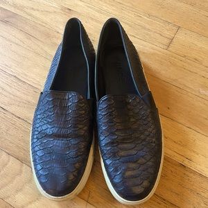 Vince leather slip on sneakers in black snakeskin